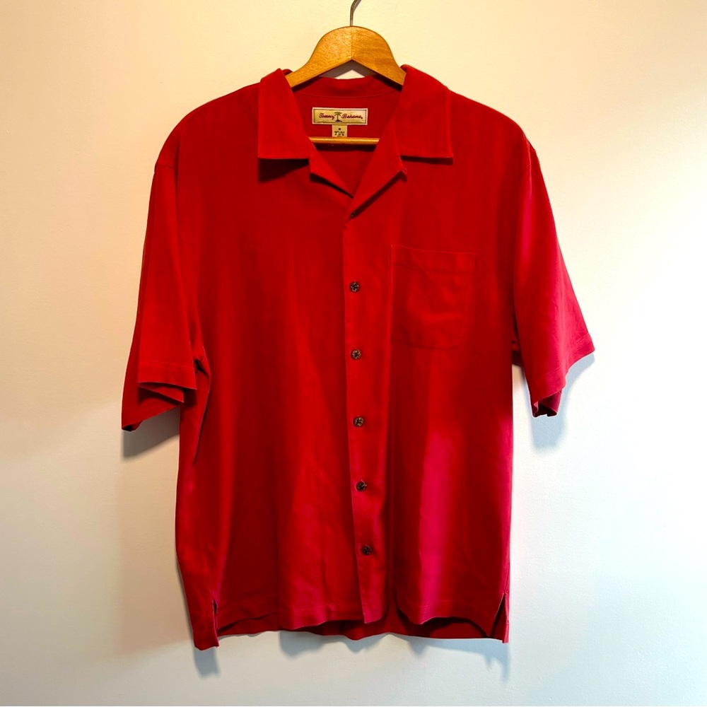 Tommy Bahama Silk Hawaiian Shirt Red Men’s Medium